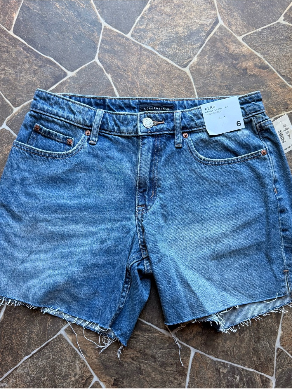 Aeropostale Women's Blue Denim Frayed Hem Cutoff Shorts
